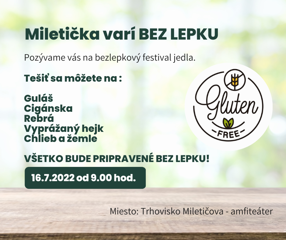 Pozývame vás na festival jedla - Miletička varí bez lepku